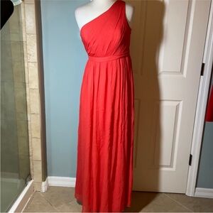 J. Crew Coral Gown One Shoulder Ruching Cocktail